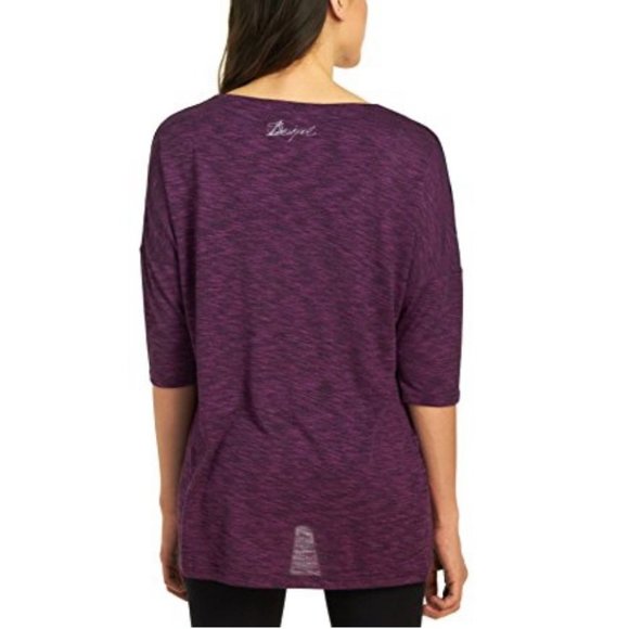 Desigual NWT Purple Heathered Regina graphic tulip hem 3/4 sleeve shirt SP - Picture 2 of 16